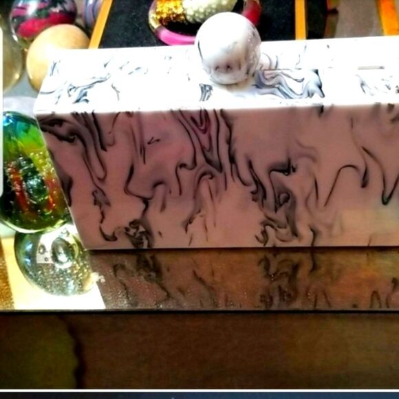 GORGEOUS PINK AND GRAY MARBLED CLUTCH!!! - Picture 1 of 10